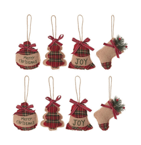 Burlap Flannel Country Christmas Ornaments By Agexinjo
