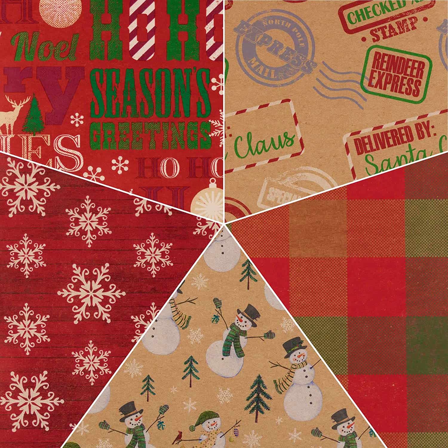 Jam Paper Christmas Kraft Wrapping Paper