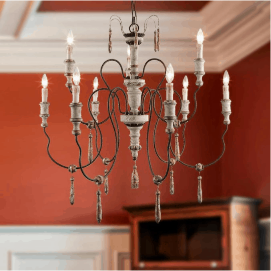 LNC Andromeda Distressed White Chandelier