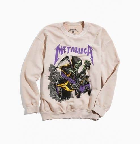 Metallica Distressed Washed Crew Neck Sweatshirt