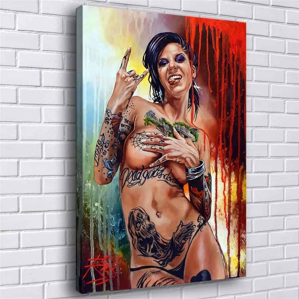 Modern Hip-Hop Tattoo Women Canvas Painting