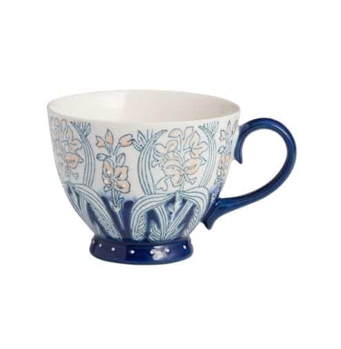 Blue and Blush Hand Painted Floral Mug