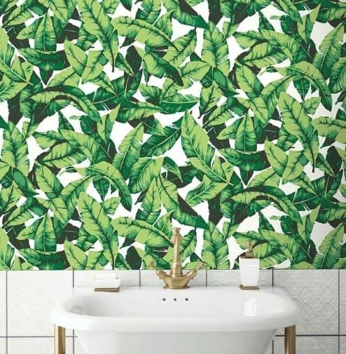 Tropical Palm Leaf Green Peel and Stick Wallpaper