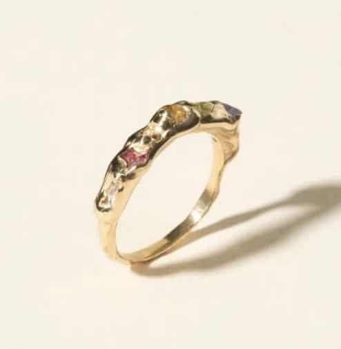 14k Gold Rainbow Gemstone Ring