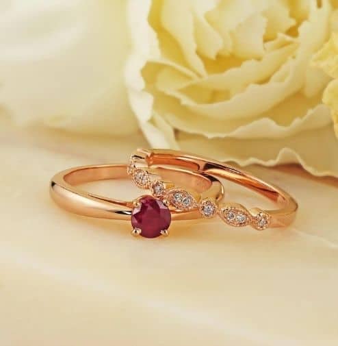Auriya 14k Gold Vintage Solitaire Ruby Engagement Ring