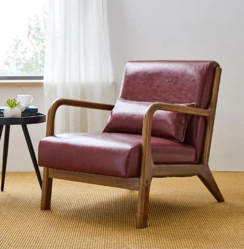 Glitzhome Mid-Century Modern PU Leather Accent Armchairs