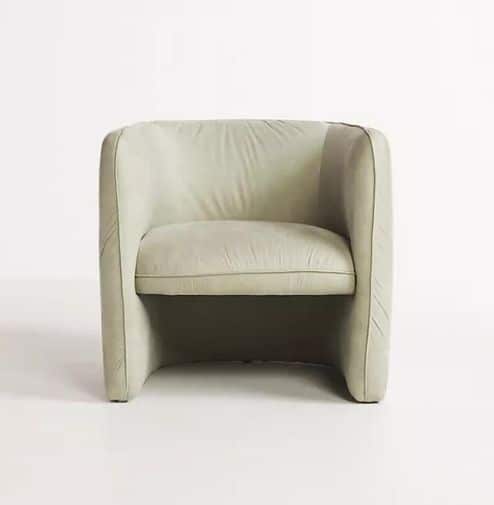 Modern Leather Barrel Chair